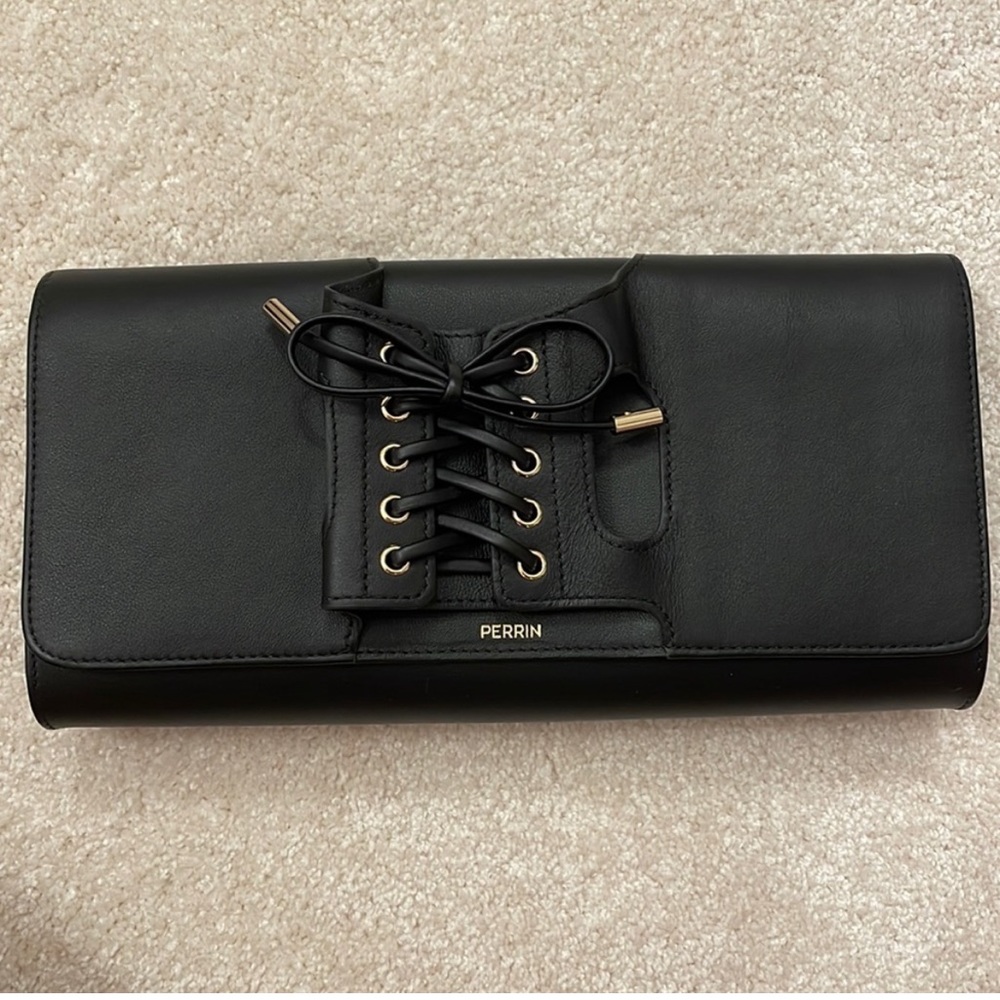 Perrin leather corset clutch